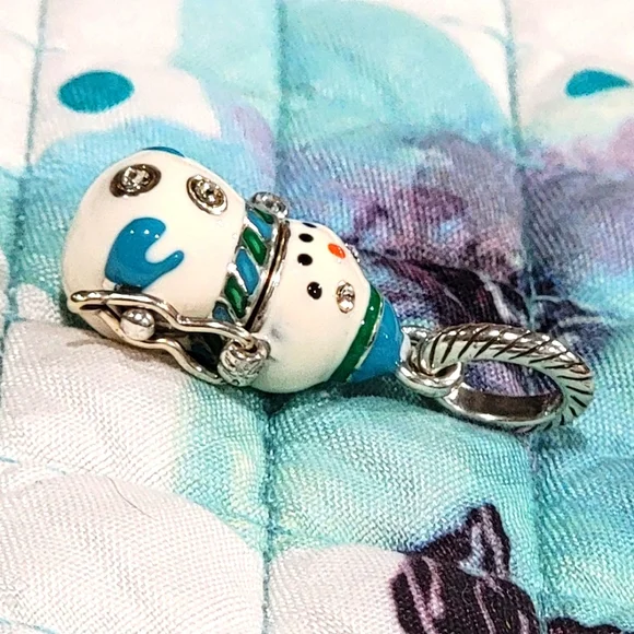 RARE RETIRED BRIGHTON SNOWBALL SNOWMAN CHARM - Picture 4 of 5